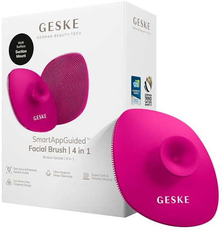 GESKE | Spazzola per il viso SmartAppGuided™ 4 in 1 | Spazzola per la pulizia del viso | Spazzola morbida in silicone | Pulizia del viso professionale | Pulizia della pelle