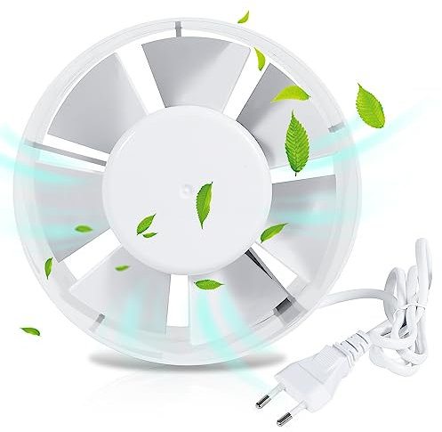 Izrielar Rohrventilator 100mm Abluftventilator, Rauchabzug Kanalventilator 130m³/h Inline-Rohrventilator Rohrlüfter Leise für Haus, Küche, WC, Dachböden, Gewächshaus…