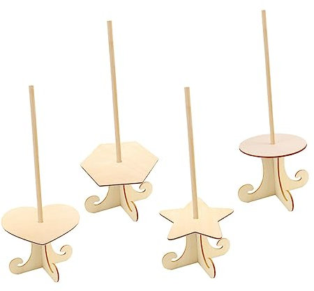 Warmhm Ausstellungsstand Aus Holz 4 Stück Holz-Donut-Ständer Holzhalterung Hochzeitsdekorationen Heimdekorationen Donut-Bar-Ständer Donut-Kuchenständer Donut-Display Holz-Donut-Ständer