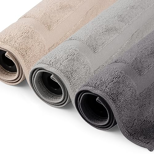 Heimflix Badematte 50x80cm in 3 Farben Baumwolle als Badteppich & WC Vorleger | Weiche Dusch Vorlegematte WC Teppich | Badezimmer Matte & Toilettenteppich angenehm für Füße Fußmatte Badezimmer (Grau)