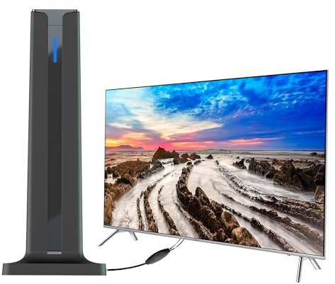 YOUNLEN Antenne TV avec DVB-T2,Antenne TV Intérieur Extérieur,Long Range & 360° Reception Antenne HDTV Numérique Portée de Réception 120+ KM,Compatible avec coaxial 3 m pour chaînes locales 4K 1080p