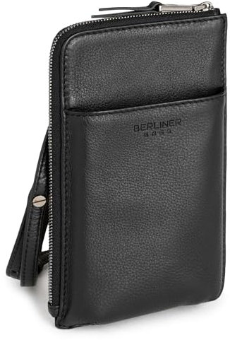 Berliner Bags Premium Handytasche zum umhängen Kim, kleine Crossbody aus Leder, Umhängetasche mit Geldbörse Für Damen Herren - Schwarz