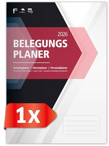 Belegungsplan 2025+2026, Personalplan, Urlaubsplaner, Dienstplan für Firmen, Hotels, Gastronomie, bis zu 30 MA/Tische/Buchungen, inkl. Feiertage und Ferien, A4 (210x297mm) (2026, 1)