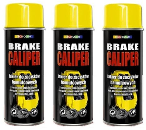 Deco Color 3er Sparpack 400ml Bremssattellack Bremssattel Farbe Gelb