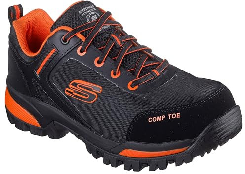 Skechers Gatlon Strigax Konstruktionsstiefel für Herren, Schwarz Orange Leder Synthetik Textil, 43 EU
