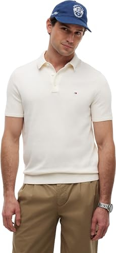 Tommy Hilfiger Herren Poloshirt Kurzarm Essential Cotton Knitted Dick, Elfenbein (Ivory Petal), XXL