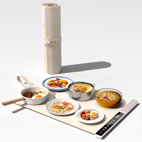 Placa calentadora de alimentos con 3 zonas, temperatura ajustable individualmente, calentador de alimentos plegable para fiestas y buffet