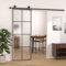 Willood Schiebetür Aluminium und ESG Glas 76x205cm Schiebetür Schiebetürsystem Glastür Glasschiebetür Ganzglasschiebetür Tür Innen mit Alurahmen Schwarz