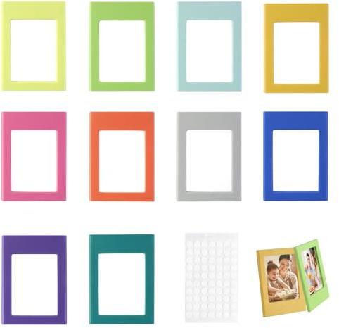 Mini cornice magnetica per foto, 10 pezzi, set colorato frigorifero, adesivo per frigorifero, compatibile con Polaroid Fujifilm