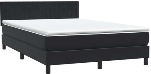 vidaXL Cama Box Spring con colchón Terciopelo Negro 140x210 cm, boxspring, Camas con somier, Muebles de Dormitorio, Cama con somier, Cama