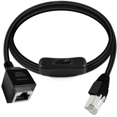 CY Cable RJ45 CAT6 8P8C STP UTP Male to Female Extension Cable with 304 Singal Switch On/Off LAN Ethernet Network Patch Cord (60cm)