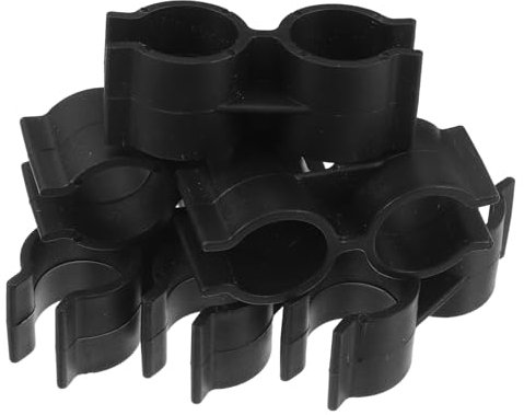 Amosfun 12pcs 25mm Plastic Double Port Pipe Clamps Double Pipe Accessories for Shelf Poles Warehouse and Supermarket Shelf Connectors Black