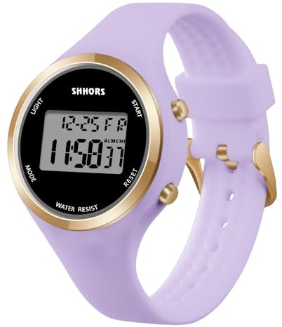 AOOSU Orologio Digitale da Donna, Orologio da Donna con Sveglia, Cinturino in Silicone, Quadrante Luminoso, Visualizzazione Della Data, Adatto per Il Tempo Libero o lo Sport (Viola)