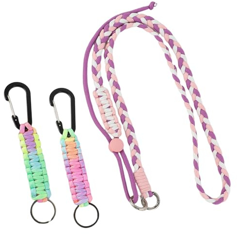 Mecmbj Portachiavi Paracord con Moschettone, Cordino Portachiavi, Robusto Cordino Intrecciato per Attività All'Aperto, Campeggio, Escursionismo, Viaggi