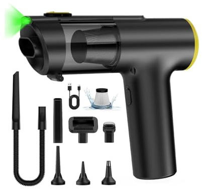 Zynet V5 Aspirabriciole Senza Fili 28000Pa 7 in 1, Aspirapolvere Auto Portatile con Aspirazione/Soffiaggio/Gonfiaggio, 60 Min Autonomia, Aspirapolvere per Auto, Casa, Ufficio e Peli di Animali