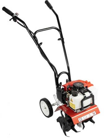 Motoazada de gasolina de 1700 W con 4 cuchillas de acero al manganeso, ancho de mecanizado de 30 cm, motor de 2 tiempos y depósito de combustible de 850 ml, azada para jardín y labranza de suelo