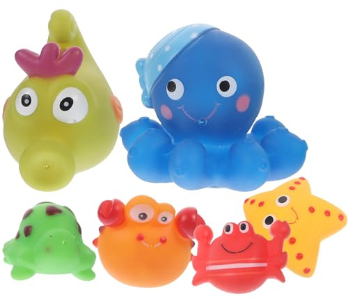 BESPORTBLE 6 pièces Jouets de Bain pour Tout-Petits Animaux Marins flottants Souples Accessoires de Jeu pour baignade Stimulation sensorielle et motricité Fine