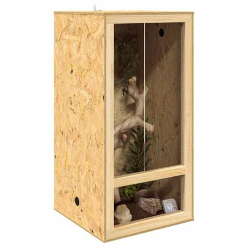 vidaXL Terrarium Braun 50 x 50 x 100 cm OSB, Rustikales quadratisches Terrarium, perfekt für Reptilien, Amphibien und Nagetiere, aus robustem Glas