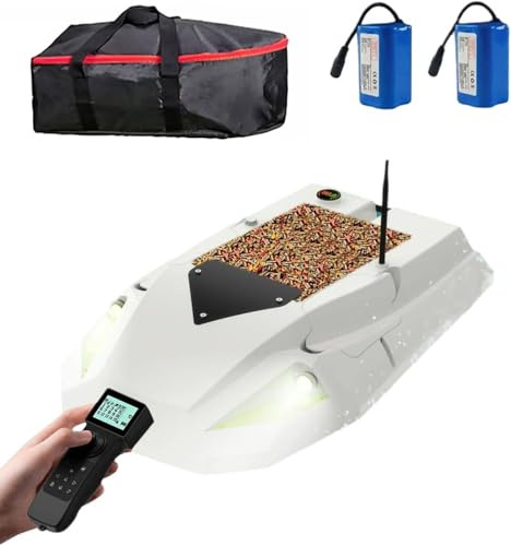 XDLYWUZIQ Bateau Amorceur Radiocommandé avec GPS,12 V,Portée 500 M, avec éclairage De Nuit,Positionnement en 100 Points, Capacité De Charge De 2 Kg, pour La Pêche à L'appât, Au Filet Ou à La Traîne
