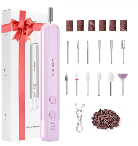XunmotorYao Ponceuse pour Ongles Ponceuse Ongle 12 en 1 USB Rechargeable 20000 RPM Lime a Ongle Sans Fil Professionnel Électrique Portable Kit de Manucure et Pédicure Violet