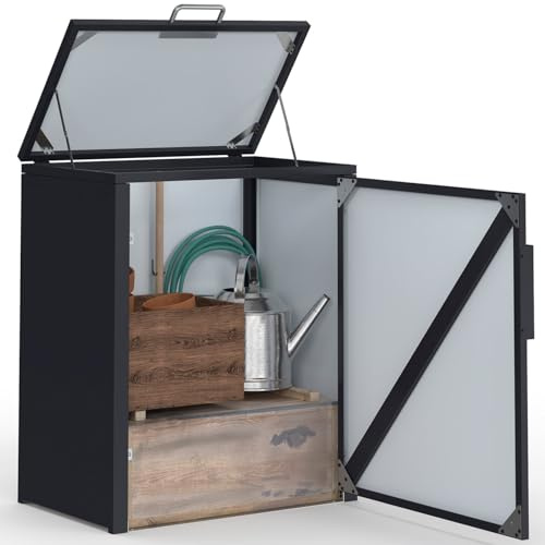IDMarket - Armoire de Jardin en métal 70 x 40 x 80 cm Gris Anthracite avec Toit relevable Double Porte et étagère