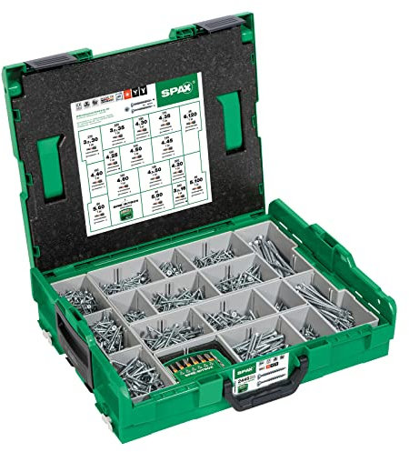 SPAX Montagekoffer, L-BOXX, groß, WIROX A3J, T-STAR plus, Senkkopf, 16 Abmessungen, 2446 Stück, inkl. SPAX BITcheck (Groß,Single) - 5000009161019