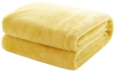 Mixibaby Kuscheldecke Flauschige extra weich & warm Wohndecke Flanell Fleecedecke, Falten beständig/Anti-verfärben als Sofadecke oder Bettüberwurf, Größe:150 cm x 200 cm, Farbe:Vanille Gelb