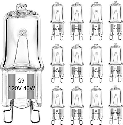 G9 Bulb, 12 Pack G9 Halogen Light Bulbs 2 Pin Base JC Type, 120V T4 Bi-Pin 40W Xenon Small Light Bulb for Chandeliers, Pendants, Cabinet Lights, Bathroom Light Bulbs, Warm White 2700K, Dimmable