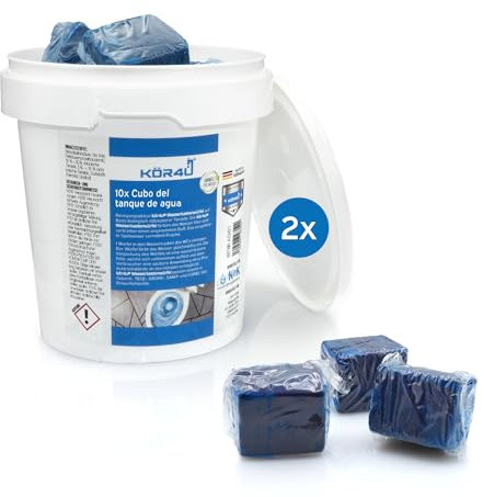 kör4u Cubo de agua – 20 pastillas de inodoro azules, frescas, autoactivas, antical y depósitos, ecológicas y biodegradables