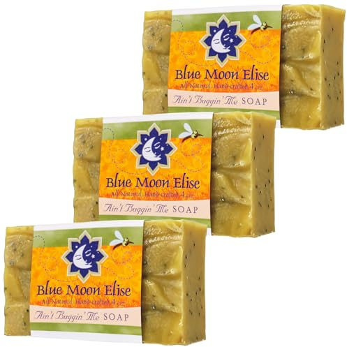 Blue Moon Elise Ain't Buggin Me Citronella Soap - Natural Handmade Soap Made with Pure Citronella, Eucalyptus and Lemongrass Essential Oils - A Must-have for Camping and Outdoor Activities (3pk)