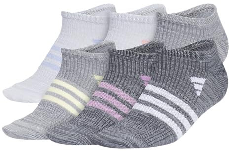 adidas Superlite 3.0 - Calzini sportivi per bambini e ragazzi, a basso profilo, ammortizzazione mirata, compressione ad arco (6 paia), Scintilla blu/scintilla rosa semi / verde menta brillante, L