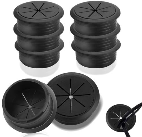 SWTYExt 50mm Kabeldurchlass 6 Stück Kabeldurchführung Schreibtisch Schwarz Kabeldurchlass Schreibtisch Kunststoff Tisch Kabeldurchführung für Schreibtisch Schule Büro Zuhause Organisiert Kabel