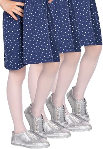 looksy Confezione da 3 Collant Bambina 20 Den Bianchi Velati Leggeri Tinta Unita Con Piede Effetto Seconda Pelle Sottili Stile Italiano per Danza Balletto e Scuola, Bianco 11-12 anni