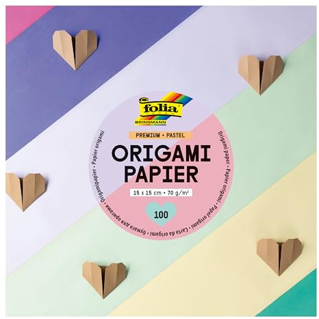 folia 89915 - Premium Faltblätter 70g/m², PASTELL, 15 x 15 cm, 100 Blatt in 10 verschiedenen Farben, zum Basteln, Verzieren und Dekorieren