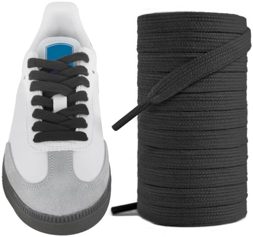 UamGlsob 5/16 tum bomullsskosnören för Adidas Samba-sneakers, ersättningsskosnören för skosnören för fotbollsskor, Svart, 63/160cm