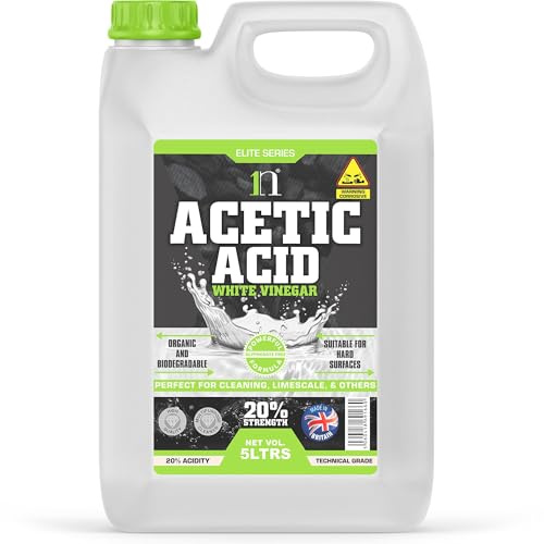 White Vinegar 5L Acetic Acid 20% 4 x Stronger Than Regular Spirit White Vinegar Cleaning for Sanitising & Cleaning - Deodorises & Removes Grime Descaler (Pack of 1)