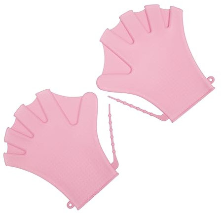 POPETPOP 1 Paio pinne di grandi dimensioni pagaie a mano per il nuoto con nuotata snorkeling guanti da immersione accessori per l'allenamento di nuoto Gel di silice rosa