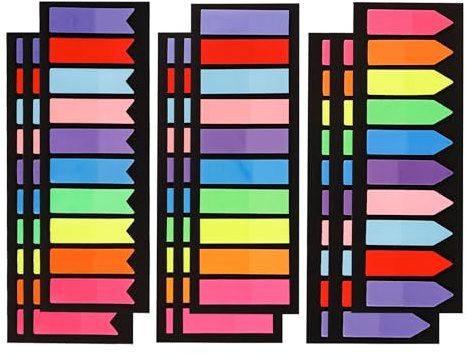 BigKego Lot de 1800 feuilles autocollantes - Marqueurs de page - Petites notes adhésives - Marqueurs de page - 3 styles - 10 couleurs