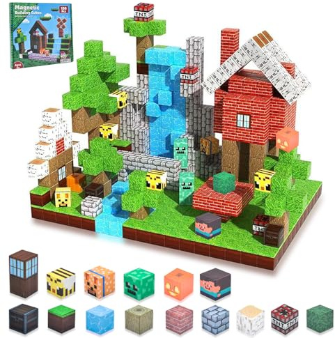 Acelane Mattoncini Magnetici, 100 Pezzi Blocchi Magnetici, Set Costruzione Collezione Foresta Giocattoli Magnetici per Bambini dai 3 Anni, Giochi Creativi per l'Infanzia