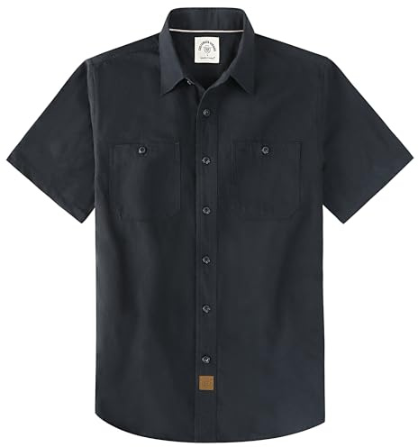 Dubinik® Camisa Hombre Manga Corta Chambray Algodón Ligero Corte Regular Dos Bolsillos Estilo Urbano Casual