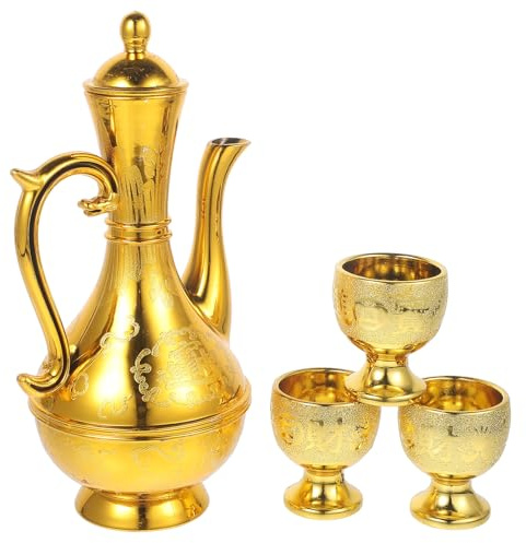 DIYEAH Offerta Acqua e Vino in Stile Europeo Calice e Brocca Lucidati Senza Bordi Taglienti Decorazione da Tavolo Classica per Culto Buddista e Meditazione Resistente e Facile da Pulire