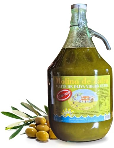 Aceite de Oliva Virgen Extra 5 Litros SERIE ORO en Garrafa de Vidrio Sin Filtrar | AOVE 100% Reserva Familiar Molino de Zafra Premium | Cosecha Tradicional, Primera Prensada en Frío y Calidad Gourmet