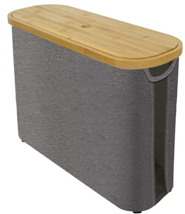 Helilyco Scatola portaoggetti pieghevole per carta igienica con coperchio, in tessuto Oxford e legno, 45 x 35 x 15 cm, asciugamani e articoli vari, nero/grigio/beige