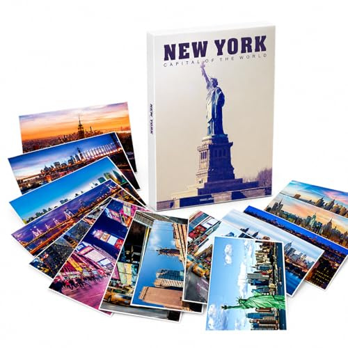 New York Postcards Set of 30 Styles, Travel Sights Landscape Postcard, Different Designs Printed Greeting Cards, New York Postcards Mixed Multipack from Iconic Landmarks