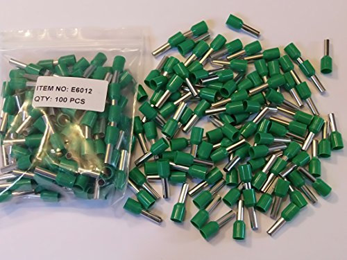6.00mm CORD END BOOTLACE FERRULE TERMINALS (GREEN FOR 6.00mm cable) 100 PACK