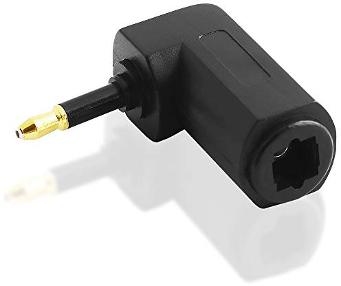 BestPlug Adaptateur Audio Optique Toslink vers fiche Jack 3,5 mm mâle coudée à 90° vers fiche Femelle Toslink 3,5 mm Femelle Compatible avec Le Son 2.1 5.1 et 7.1 Dolby Surround Noir