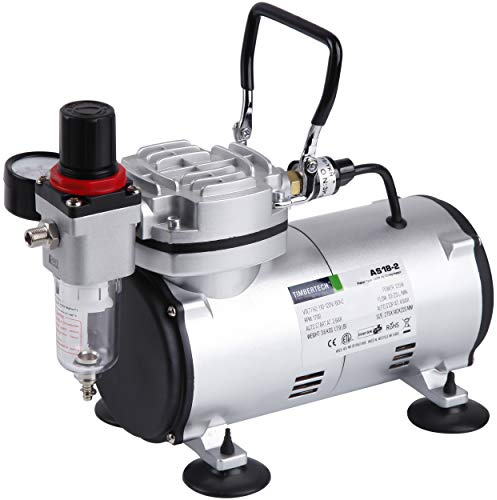 TIMBERTECH Compresor de aerógrafo AS18-2, mini compresor básico, 4 bares/parada automática para pintura de pasatiempos, tatuajes, decoración de pasteles, modelo, pintura automotriz, maquillaje gráfico