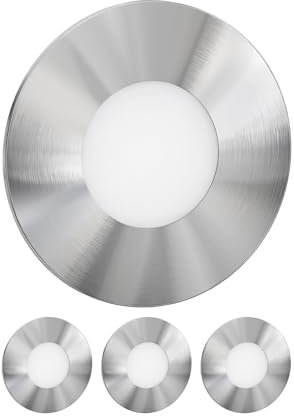 ledscom.de 4 Stück LED Treppenlicht/Wandeinbauleuchte FEX für innen und außen, rund, edelstahl, 85mm Ø, warmweiß