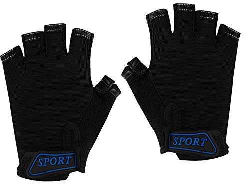 RUIXIA Gants Vélo Enfant Mitaine Fille Garçon Gants Sport Enfant Gants Demi Doigt Gants Cyclisme Antidérapant pour VTT Randonnée