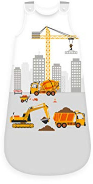 Herding Baby Best Baby-Schlafsack, Baustelle, 90 cm, Seitlich umlaufender Reißverschluss und Druckknöpfe, Weiß